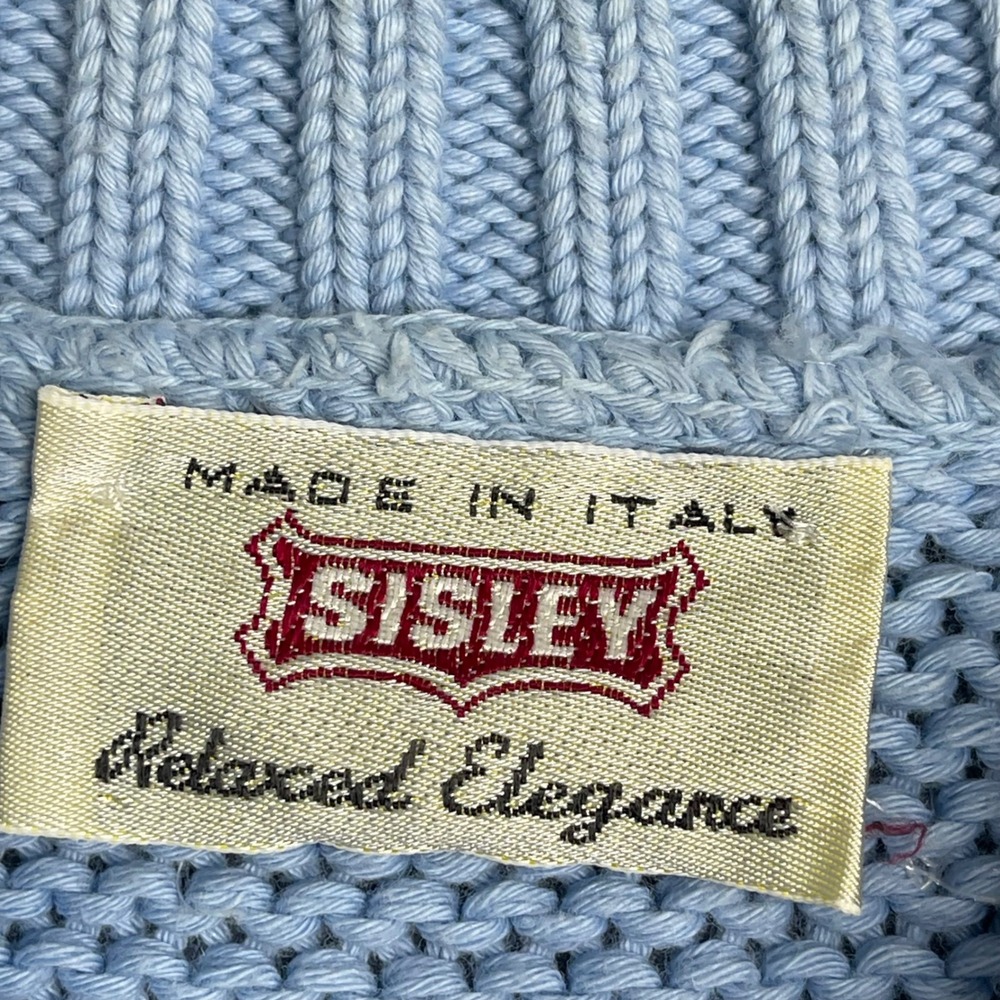 Sisley Relaxed‎ Elegance Sweater Womens S Baby Blue Short Sleeve Knit Cotton - Picture 4 of 9